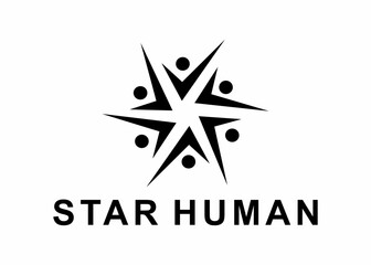 letter star human logo, design, Vector, illustration, creative icon, template