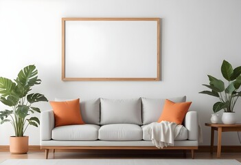 Frame mockup, ISO A paper size. Bedroom poster mockup. Modern interior design. Living room Interior mockup with house background. 3D render