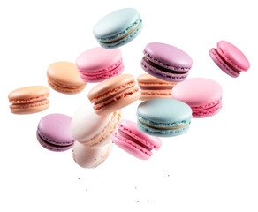 PNG Colorful macarons floating mid-air