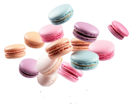 PNG Colorful macarons floating mid-air