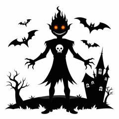 Halloween vector background with house,spooky,pumpkin