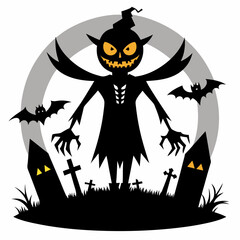 Halloween vector background with house,spooky,pumpkin