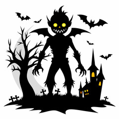 Halloween vector background with house,spooky,pumpkin