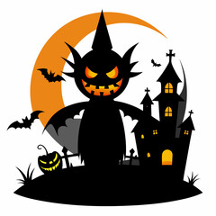 Halloween vector background with house,spooky,pumpkin