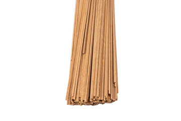 Buckwheat noodles isolated on a white background.