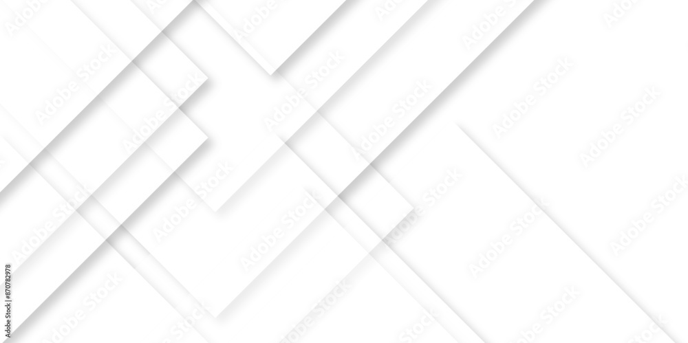 Fototapete Abstract white background with diamond and triangle shapes layered in modern abstract pattern design.Grey white abstract square background geometry shine and layer element vector for presentation.	