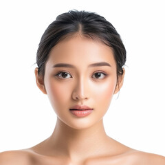 Fototapeta premium 20-25 year old Beauty Asian women spa skin healthy on 100% isolate white background.