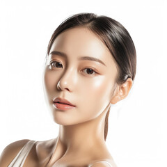 Fototapeta premium 30-35 year old Beauty Asian women spa skin healthy on 100% isolate white background.