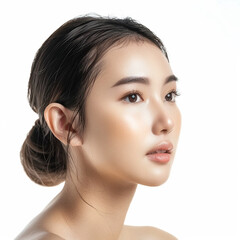 Obraz premium 30-35 year old Beauty Asian women spa skin healthy on 100% isolate white background.
