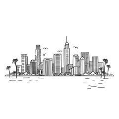 Obraz premium Los Angeles City Vector Line Art