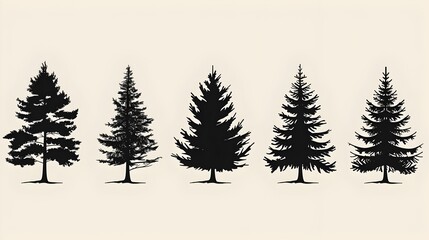 Obraz premium Elegant Silhouettes of Evergreen Trees in Tranquil Nature Landscape