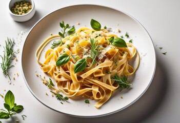 elegant white dish creamy gourmet food presentation concept, pasta, delicious, meal, cuisine, dining, table, exquisite, dinner, fancy, aesthetic, culinary