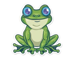 Obraz premium Cartoon Illustration of a Sitting Frog