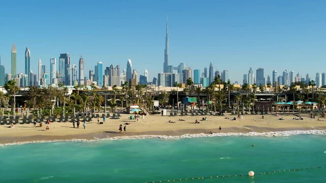 Aerial view to Dubai Business Bay and Downtown with the various skyscrapers and towers