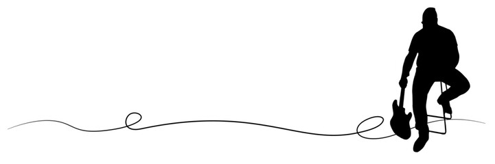 line art guitar poses for men silhouette illustration background music day