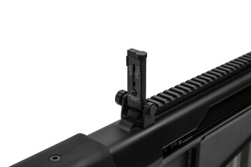 Large caliber sniper rifle. Long range weapon. Isolate on a white back.