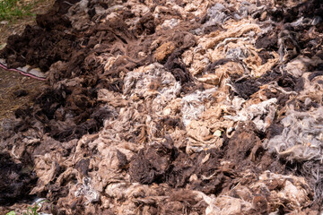 A pile of dirty wool and grass