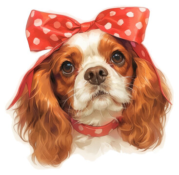recommend clip art: PNG  Cute dog with polka-dot bow