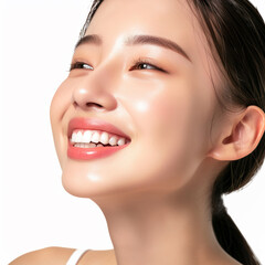 Obraz premium Young Beauty Asian women big smile white teeth skin healthy on 100% isolate white background.