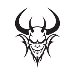 Demonic logo or character design  Vector isolated on white background