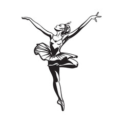 Ballet Dancers  Vector Image. Ballet dancer in action on white background