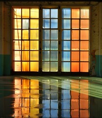 colorful window reflection on the floor