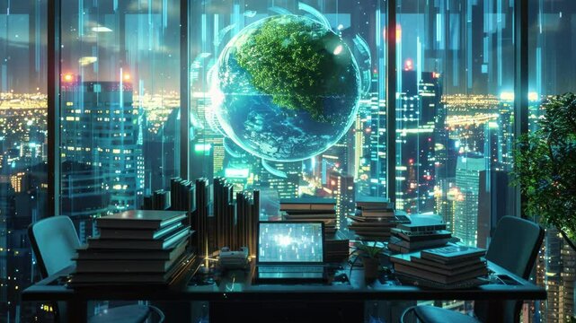 A corporate report highlighting ESG (Environmental, Social, Governance) metrics within the green energy sector, showcasing sustainable business practices in the renewable energy industry