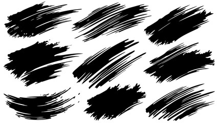 A collection of black brush strokes on a white backdrop