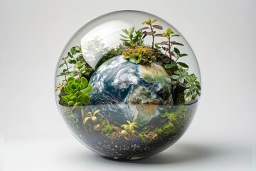 The Earth Encapsulated A Pristine Glass Terrarium Showcasing Nature s Interconnectivity
