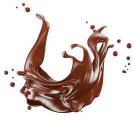 chocolate splash isolated on white background. Clipping path. 3d render