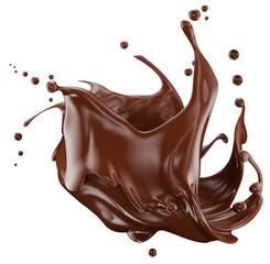 chocolate splash isolated on white background. Clipping path. 3d render