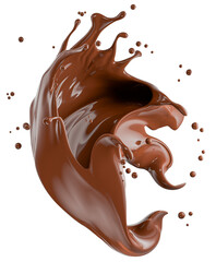 chocolate splash isolated on white background. Clipping path. 3d render