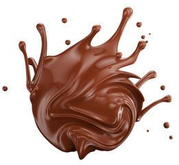 chocolate splash isolated on white background. Clipping path. 3d render