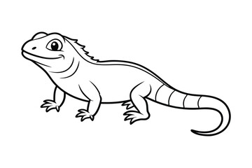 Cartoon iguana isolated vector line art