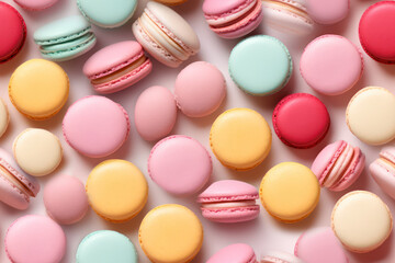 Obraz premium colorful macaroons on pink background