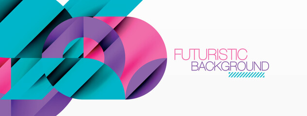 Circle and line geometric background. Round shapes with diagonal lines composition for wallpaper, banner, background or landing