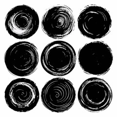 A collection of black and white circles displayed on a white surface