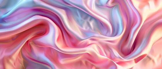 Obraz premium The Translucent Symphony 3D Shimmering Glass Ribbon on a Luminous White Abstract Stage Harmonizes Dynamic Holographic Waves for an enchanting banner background