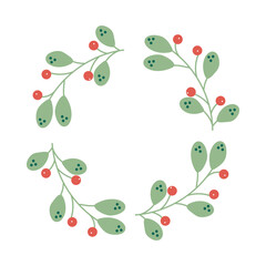 Christmas tree wreath hand drawn isolated
