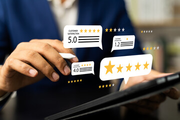 Online customer satisfaction Survey service concept, client rate service from experience in...