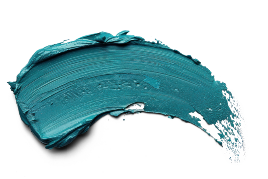 Teal Paint Stroke on Transparent Background