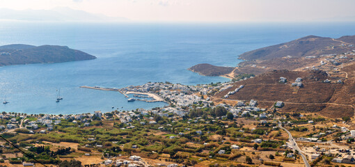 Fototapeta premium Panoramic view of Livadi , main port of Serifos island. Cyclades, Greece