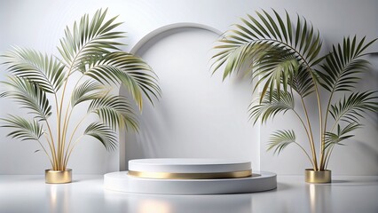 Obraz premium White gold Podium mockup for product presentation