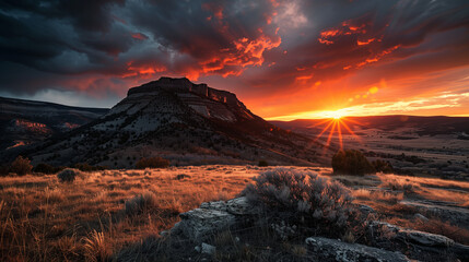 Fototapeta premium Sunset over split mountain