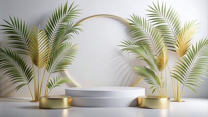 Fototapeta premium White gold Podium mockup for product presentation