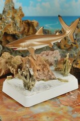 Obraz premium A blacktip reef shark on a coral reef