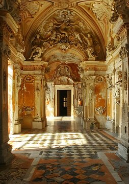 Foyer of the Palazzo Biscari, Catania, Sicily, Italy