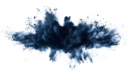 Blue Ink Explosion on Transparent Background