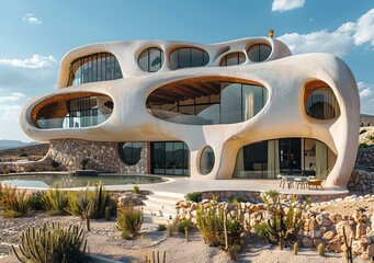 futuristic architecture in the middle of the desert