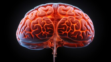 Detailed mri of human brain regions in vibrant orange for medical and scientific presentations